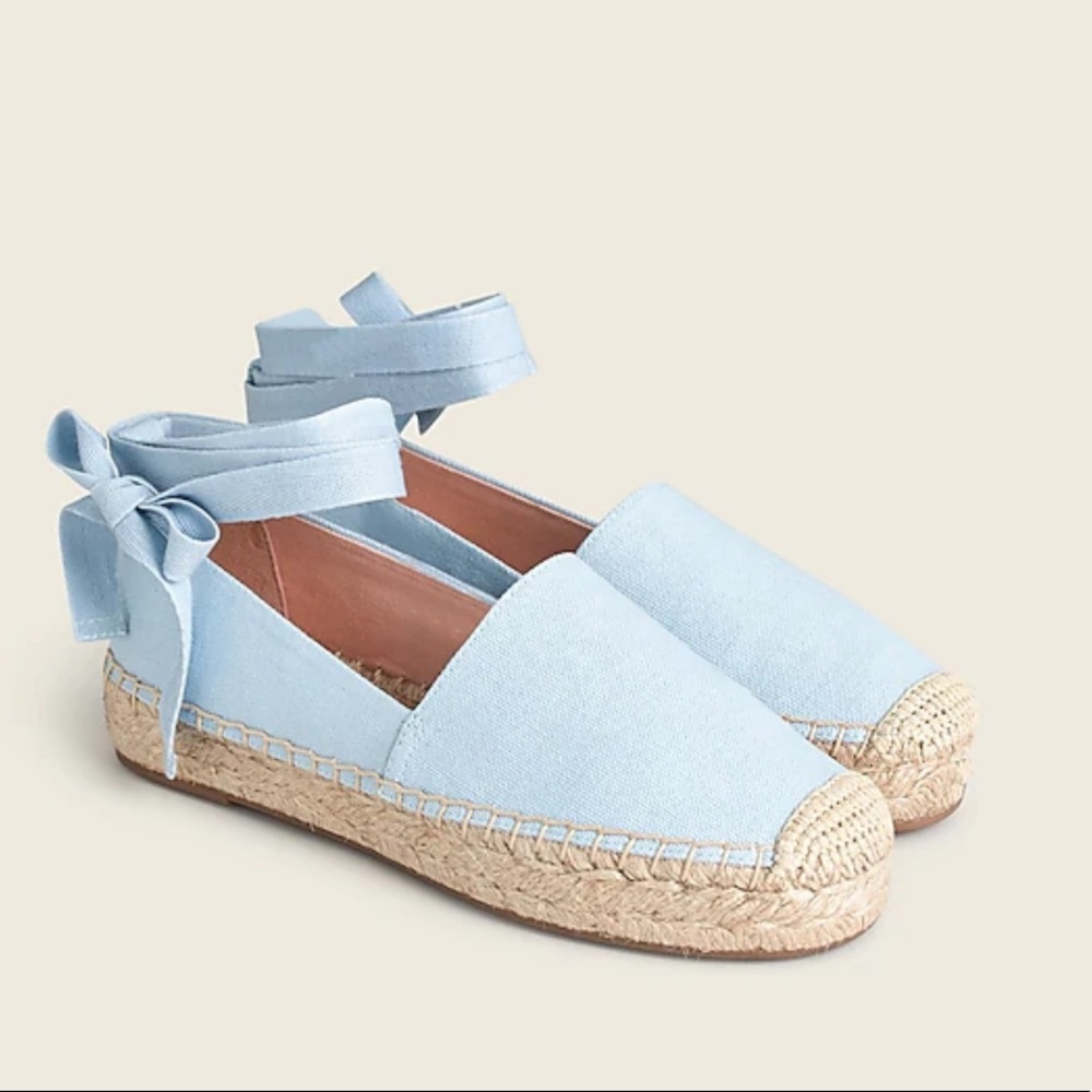 New J Crew Canvas Espadrille Flats Blue 9.5 - Picture 1 of 6